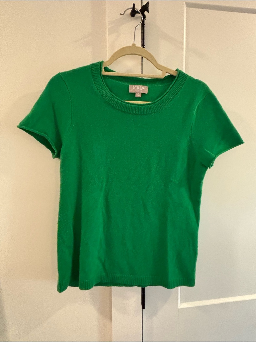 J. Crew Green Short-Sleeve Cashmere Top